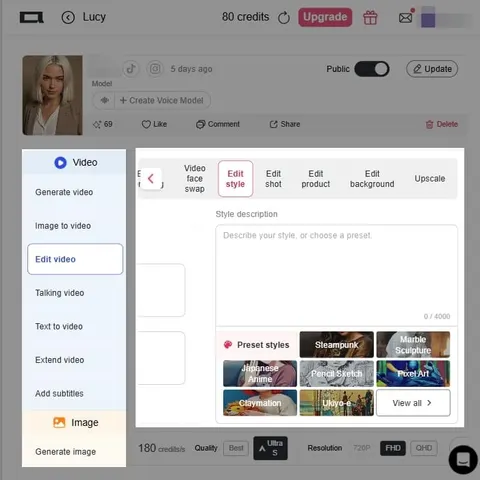 2. Stil bearbeiten: Gestalten Sie Ihre KI-Filmwelt im Handumdrehen neu