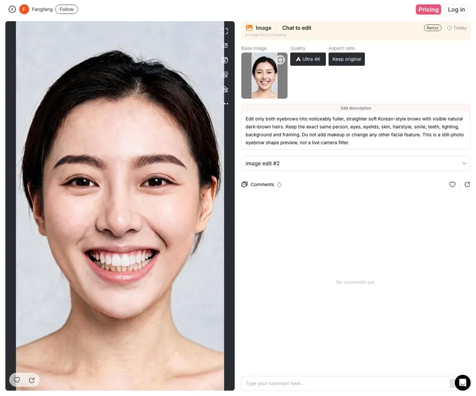 Retouche réelle des sourcils dans APOB avec image de base et description