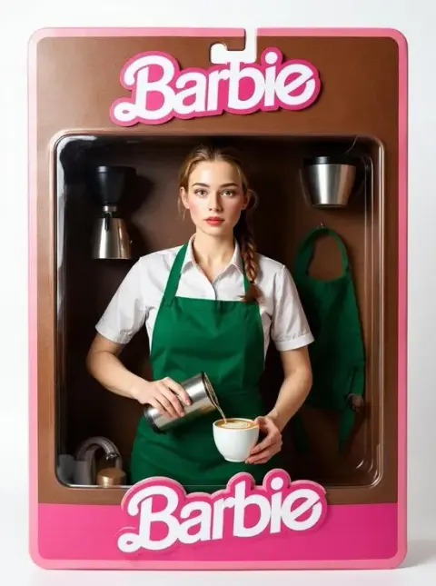 Ai Barbie Dolls Barista-Puppe in Café-Box mit Kaffeezubehör.