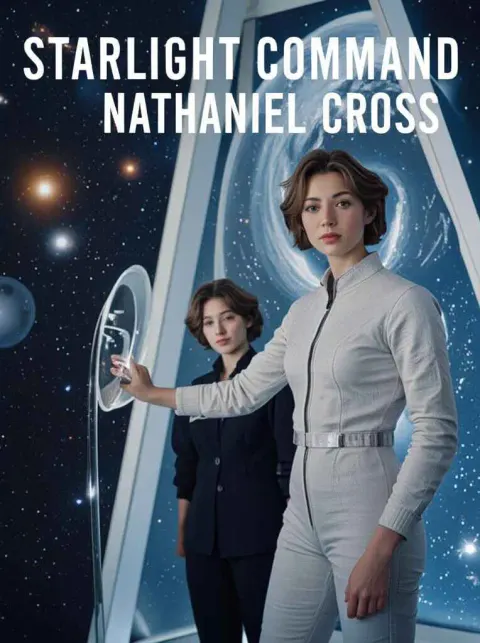 Ai-Buchcover-Generator, futuristisches Stadtbild einer Astronautin