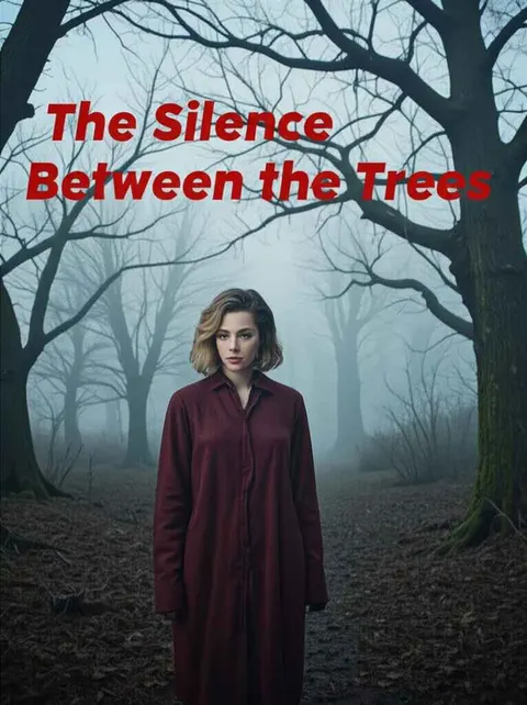 KI-Buchcover-Generator, der ein Mädchen im roten Kleid im nebligen Wald zeigt