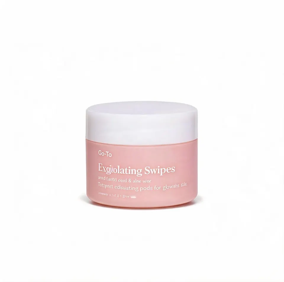 Packshot gerado por IA de um pote rosa de skincare em fundo branco limpo