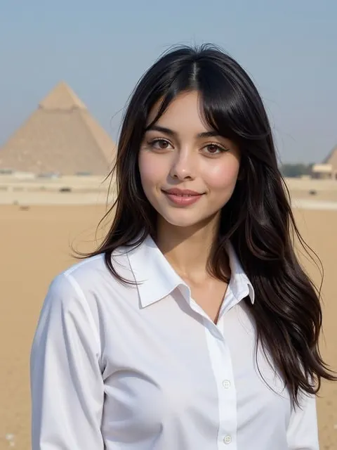 KI-Mensch vor der Pyramide, generiert von APOB AI