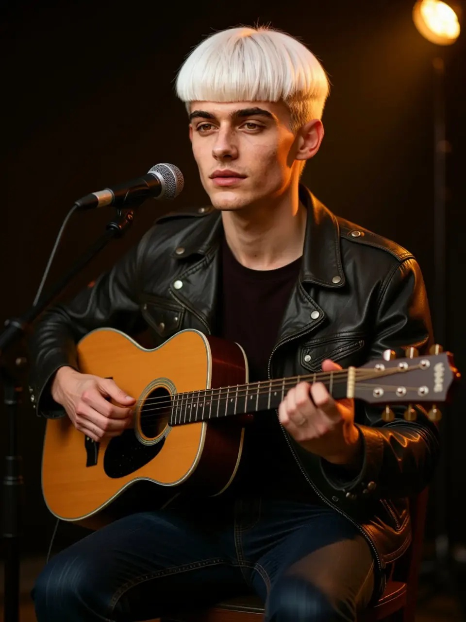 KI-Mann-Musiker, der Gitarre spielt