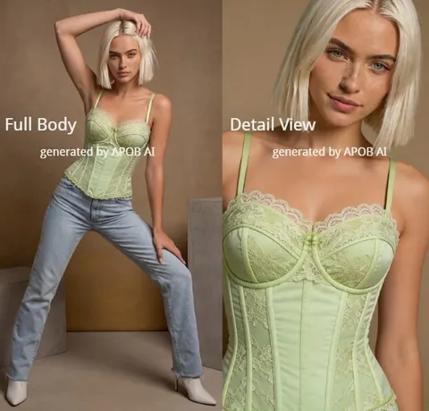 ai Outfit-Vergleich Ganzkörperbild und Detailansicht