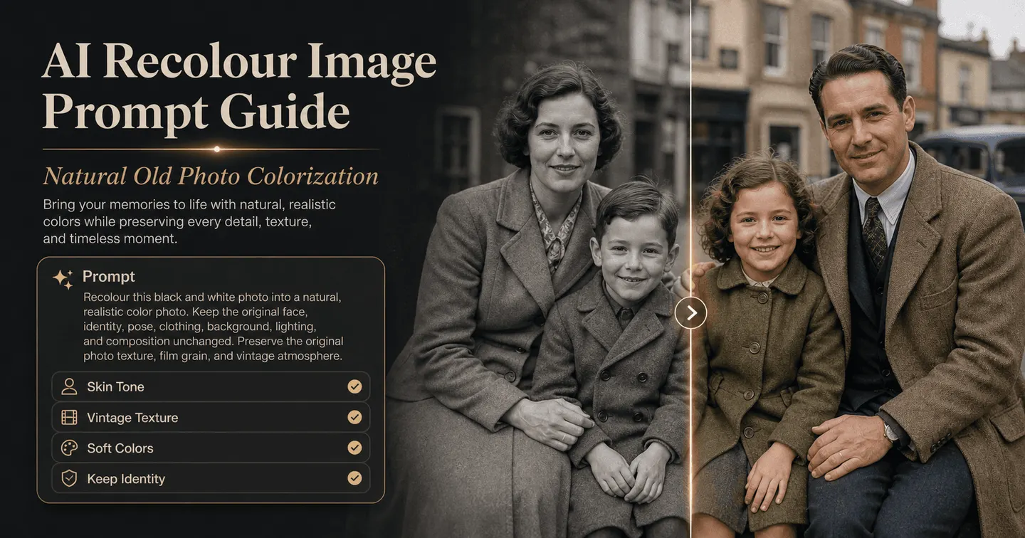 AI Recolour Image Prompt Guide: How to Get Natural Old Photo Colorization