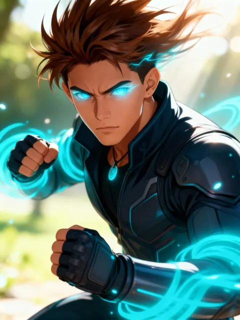 Anime-Helden-Kampfpose, Kling AI-Videogenerator.