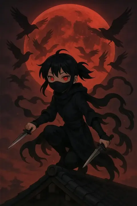 Anime shadow assassin made with AI fantasy character generator