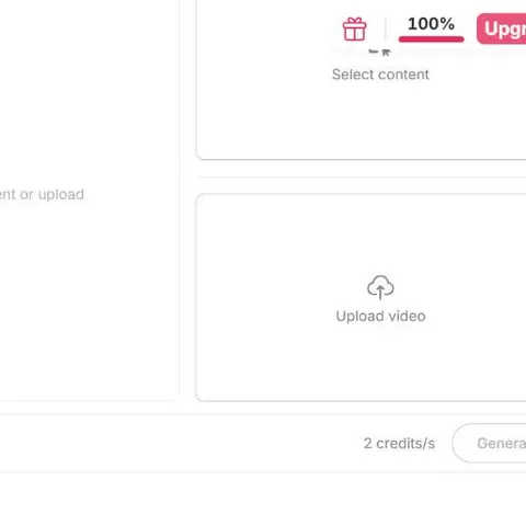 APOB AI Add subtitles screen with Select content, Upload video, and the per-second credit rate