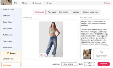 APOB AI Chat to Edit avec des références de vêtements et d’identité pour l’essayage virtuel par IA