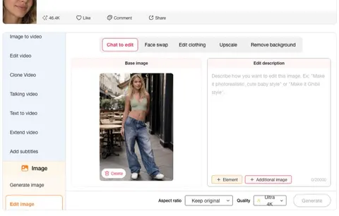 Espace Chat to Edit avant une retouche du fond