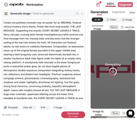 APOB generating THE LAST MESSAGE poster from the synopsis and art-direction prompt