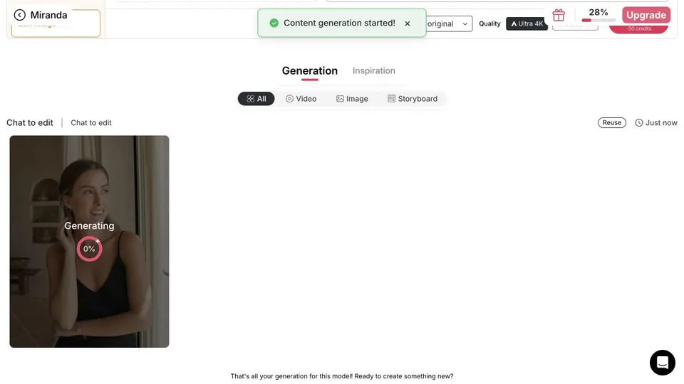 Fil de génération d’APOB AI affichant une tâche d’étalonnage en cours