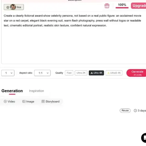 APOB-AI-Bildprompt für ein eindeutig fiktives Porträt im Promi-Stil auf dem roten Teppich