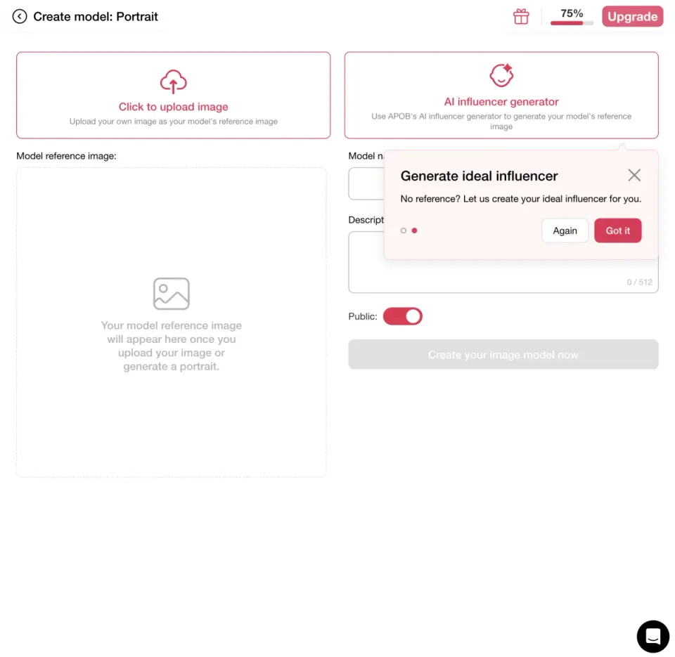 APOB AI Influencer Generator – Schritt 1: Persona erstellen