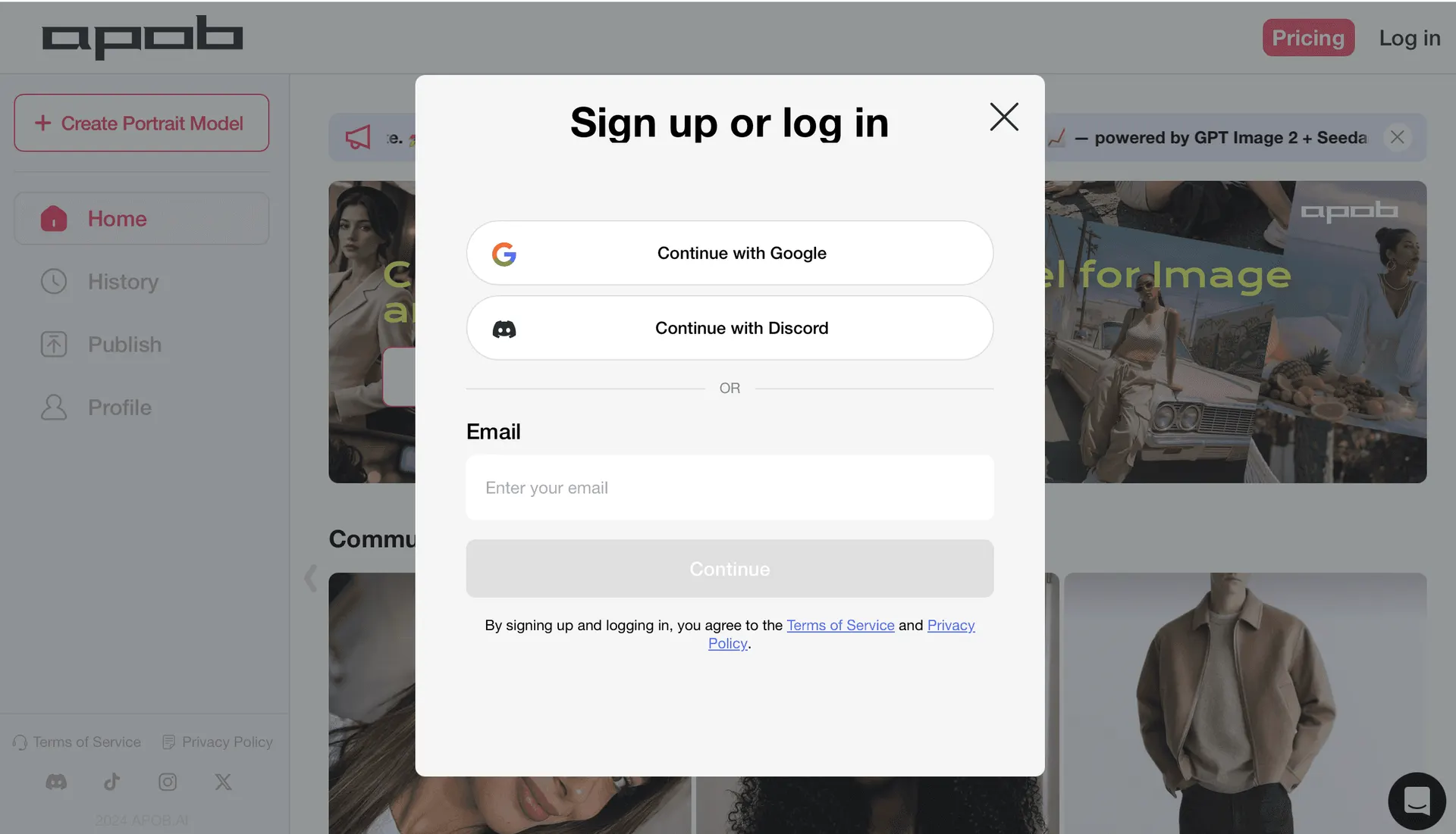 Sign up screen before using an AI video stabilizer online