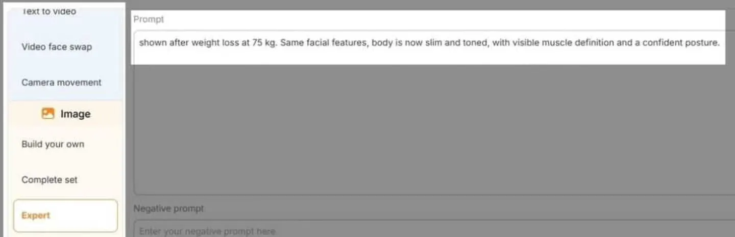 APOB AI model editor showing a text prompt field and image generation controls