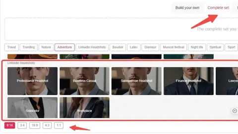APOB AI style gallery with categories and aspect-ratio controls highlighted