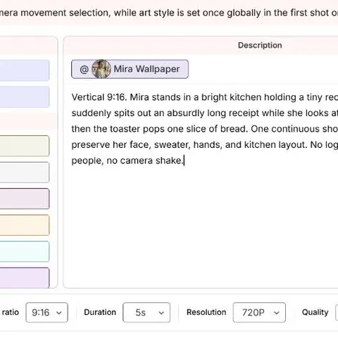 APOB AI Text to video prompt describing a short absurd kitchen scene with one character