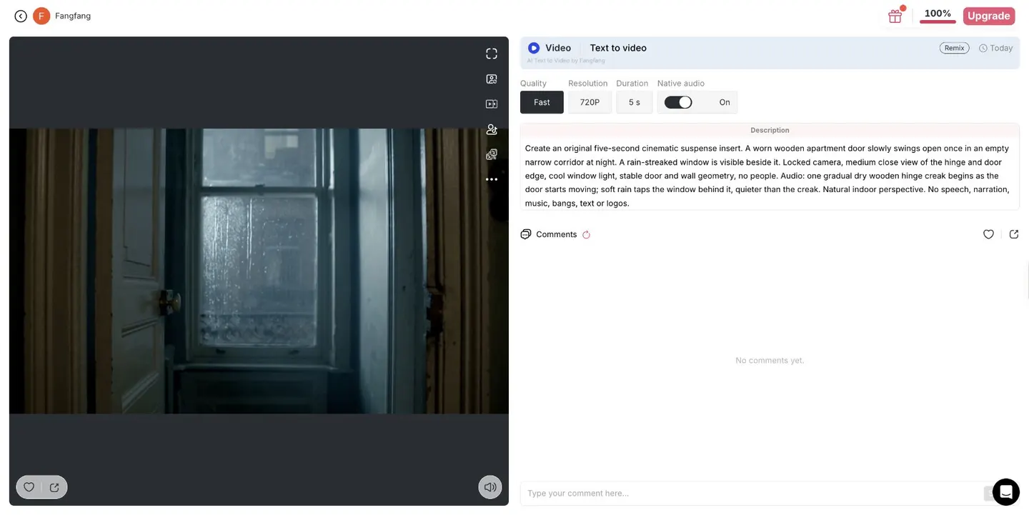 APOB result details showing Fast, 720P, five seconds and Native audio On.