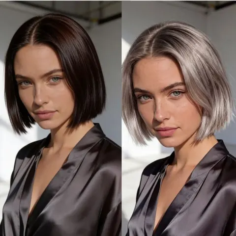 avant après changement couleur cheveux IA