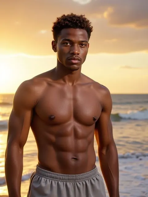 Jungen im Urlaub am Strand wurden vom AI-Boyfriend-Generator generiert
