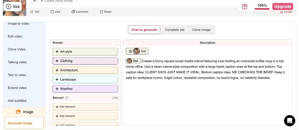 Meme creation mode selector for static or video meme output