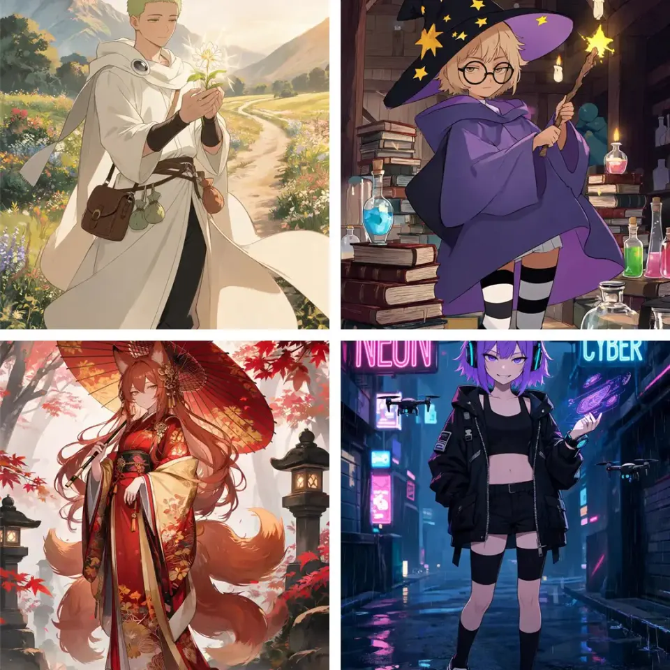 combinação de imagens anime geradas pelo APOB AI
