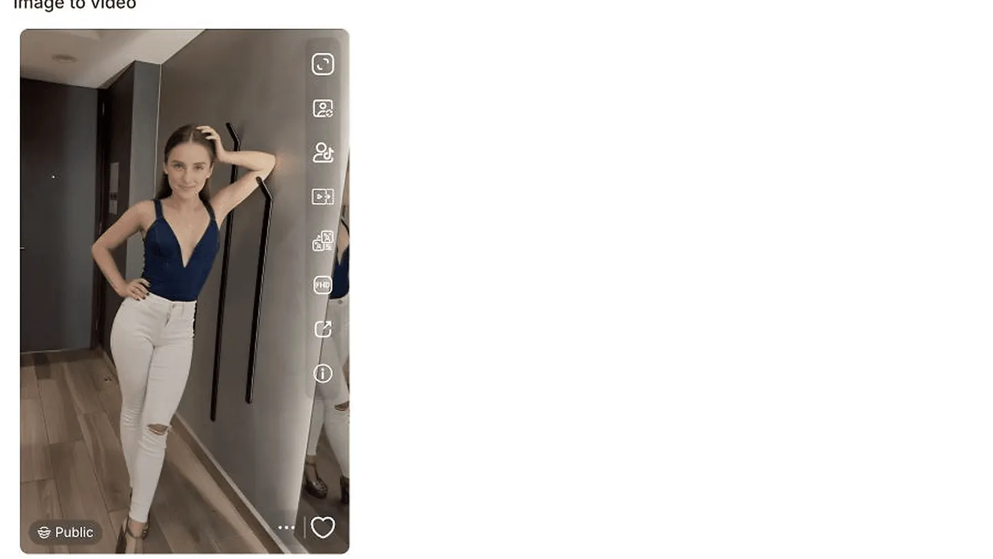 Geração de vídeo humano com IA concluída no APOB AI com o modelo público Community Miranda