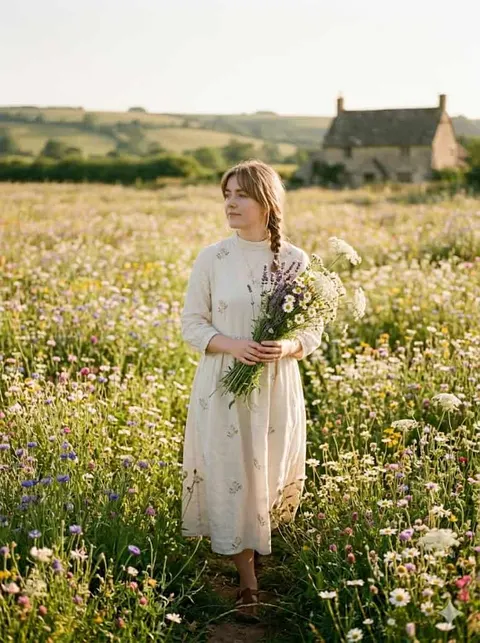 Scène de prairie Cottagecore créée à l'aide du générateur esthétique APOB.