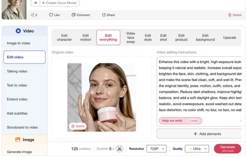 Edit video prompt changing a product jar from pink to matte black