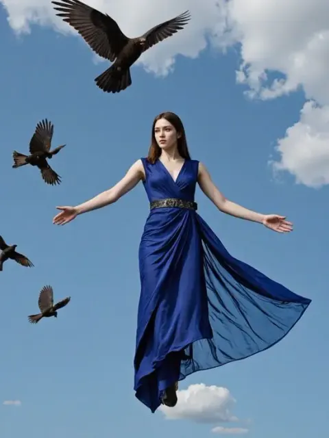 Eleganter fliegender Superheld, erstellt vom KI-Superheldengenerator