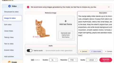 Insira um prompt de dança no gerador de vídeo de animais de estimação com APOB AI