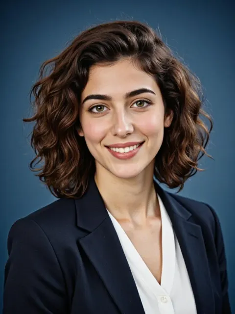 Kostenloser KI-Bewerbungsbilder-Generator, Bewerbungsfoto von Frau mit afrikanischen Locken