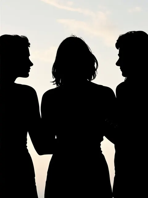 Friendship trio hugging made with silhouette maker.
