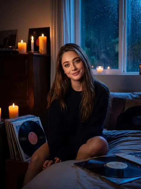 générateur esthétique chambre de mauvaise humeur avec ambiance nocturne pluvieuse