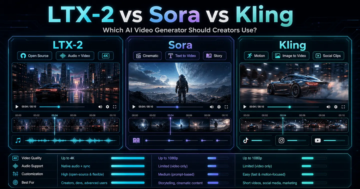 LTX-2 versus Sora and Kling AI video generator comparison
