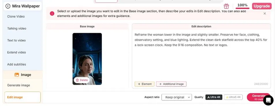 Mover uma pessoa abaixo da área do relógio da tela de bloqueio com APOB AI Chat para Editar