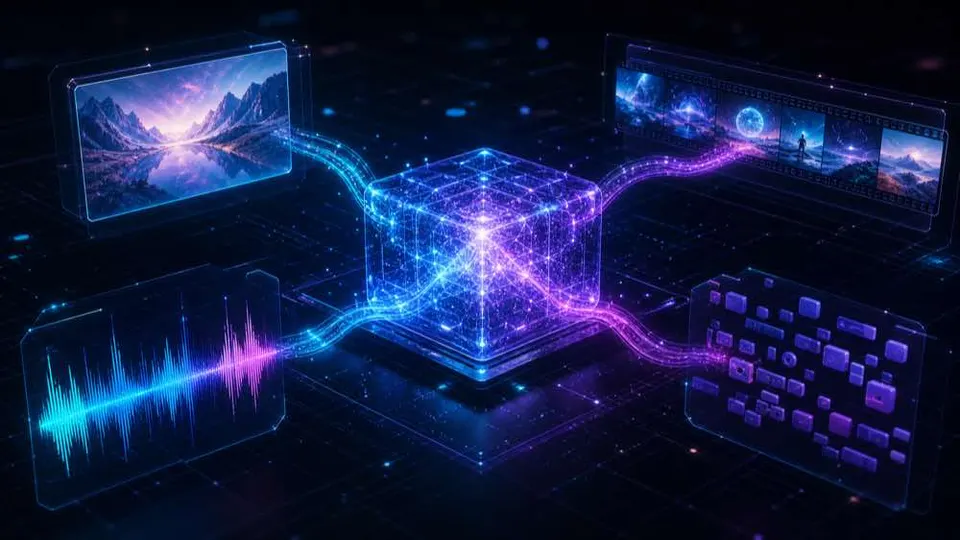 Noyau futuriste multimodal d’IA reliant image, vidéo, audio et langage pour une introduction à FLUX 3.