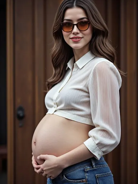 pregnant woman with her belly exposed