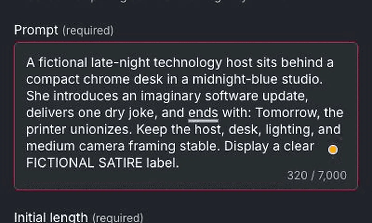 Prompt obrigatório do APOB Live contendo uma abertura fictícia de um show noturno