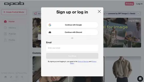 Sign-up screen for saving colour correction drafts