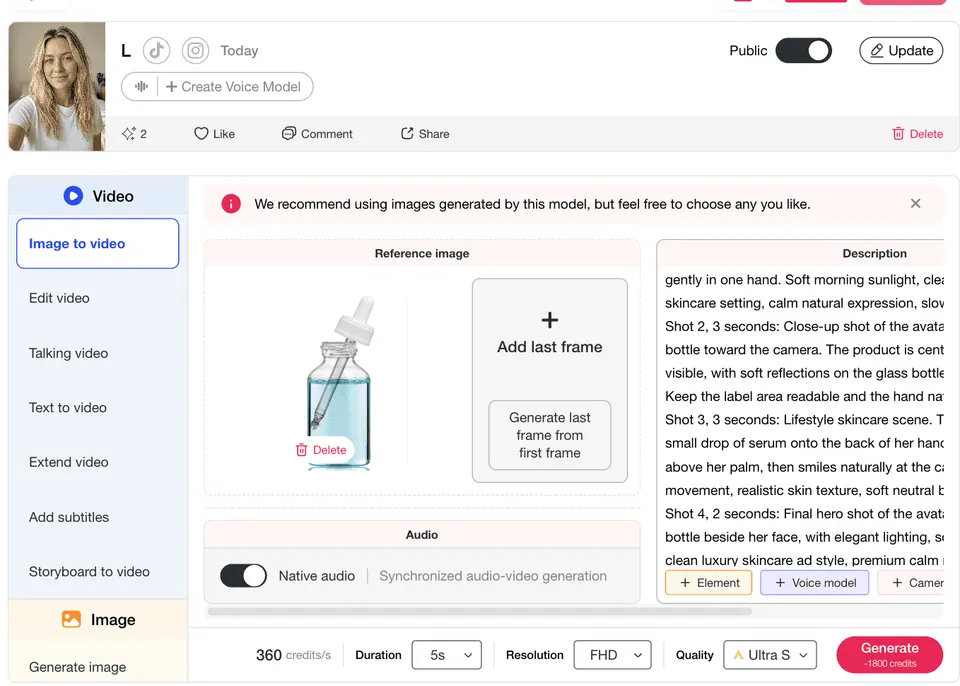 Passo 3: Gerar um Vídeo de Marketing de Produto