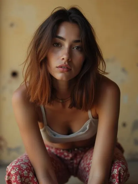 Fille aux cheveux courts de style urbain réagissant à un visage aléatoire sur les légendes urbaines.