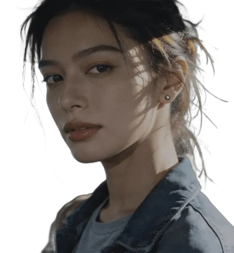 Transparent PNG portrait cutout created with APOB AI after using the AI background remover to make image transparent