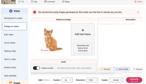 Faça upload de uma foto de gato para o gerador de vídeo de animais de estimação com IA da APOB