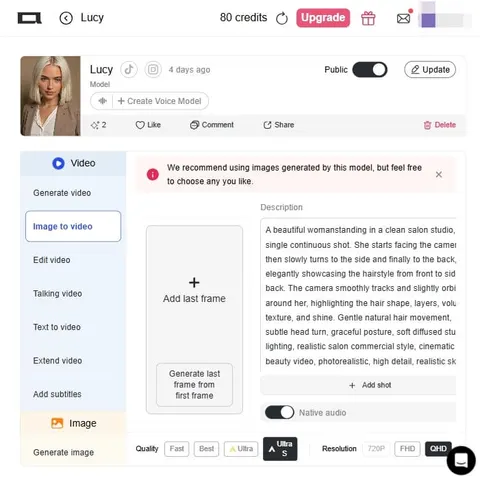 changer couleur cheveux IA et transformer image en vidéo