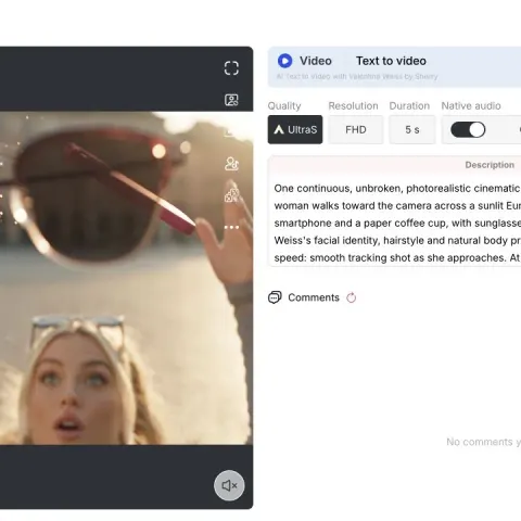 Verifiziertes APOB-AI-Bullet-Time-Ergebnis mit schwebender Sonnenbrille, Smartphone, Tasse und Kaffeetropfen