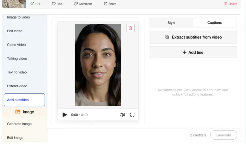 APOB AI éditeur vidéo avec Ajouter des sous-titres sélectionné et le panneau Légendes prêt à extraire les sous-titres d'une vidéo