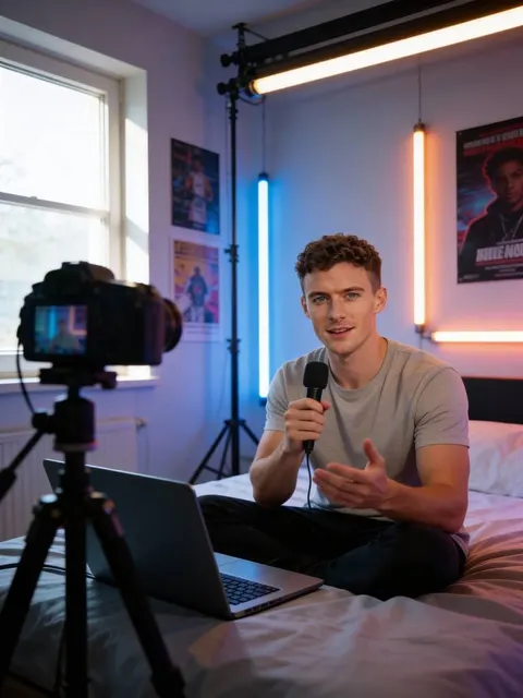 Vlogger-Aufnahme im Schlafzimmer, kostenloser sprechender Avatar-Videogenerator mit KI